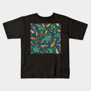 Swimming koi fish - orange, blue and green Kids T-Shirt